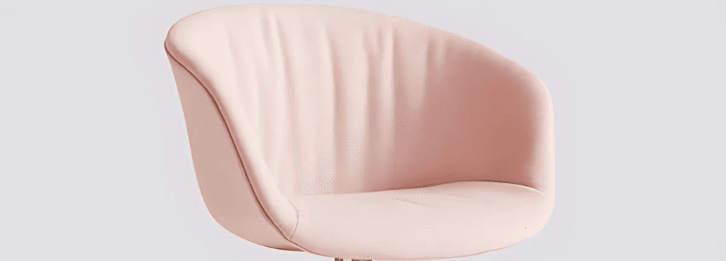 AAC 25: HAY executive chair in blush. Upholstered shell, curved design. Perfect for office settings.