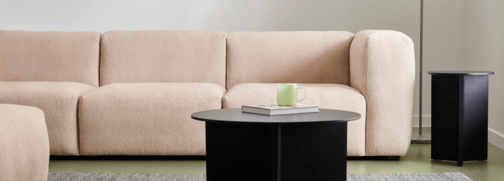 Mags Soft Sofa in a beige bouclé fabric. Modern modular seating.