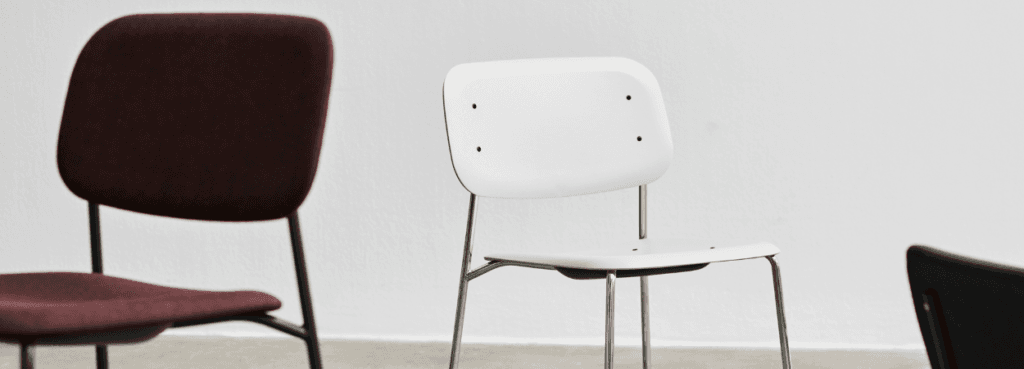 HAY Soft Edge 56 chair. Minimalist design with plastic seat and steel base. Modern seating.