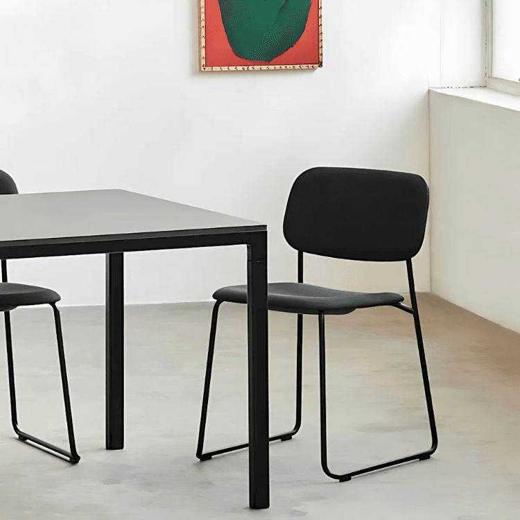 Black Soft Edge 51 chair with steel base, HAY design. Minimalist style.
