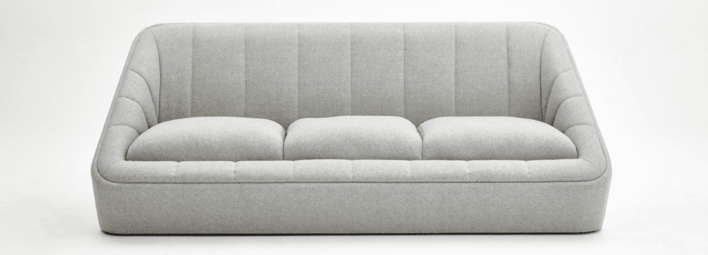 Light gray Fiji Sofa by NaughtOne. Modern, cozy seating solution with a soft, dual-density foam seat.
