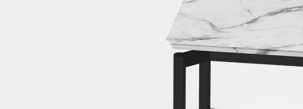 AUTO-DRAFT table with a marble top and black metal legs. Modern style.